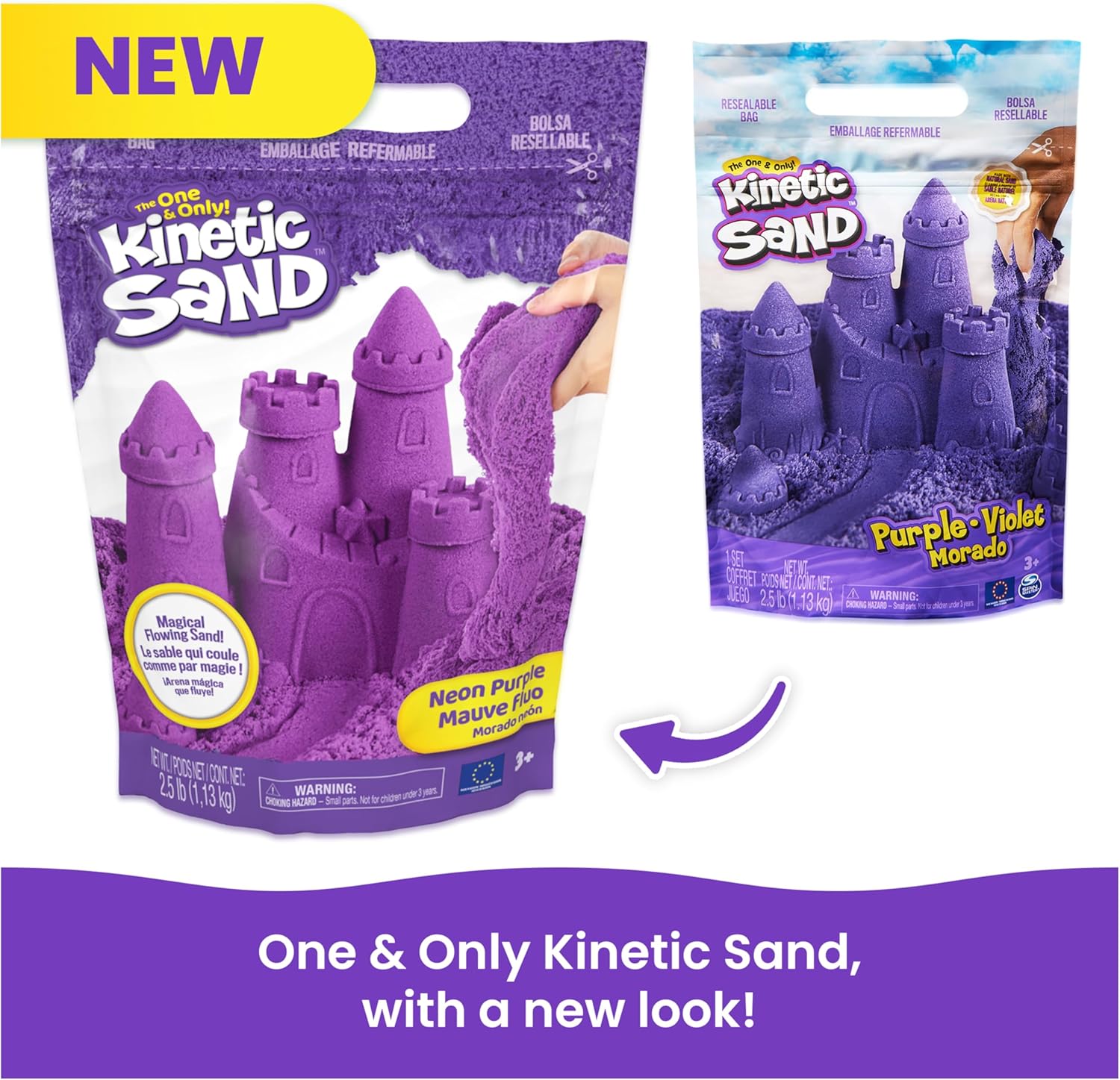 Kinetischer Sand, 1,13 kg lila Spielsand, wiederverschließbarer Beutel